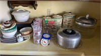 Kitchen canisters, crock casserole, Christmas