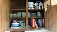 Kitchen cabinet contents-  cookbooks, china set,