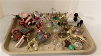 Tray of vintage Christmas ornaments includes an