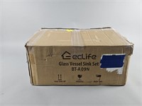 New EcLife Glass Vessel Sink Set BT-A09N