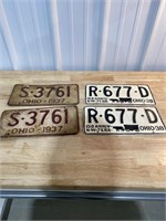 1930s Ohio license plates pair painted