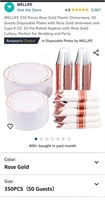 WELLIFE 350 Pieces Rose Gold Plastic Dinnerware,