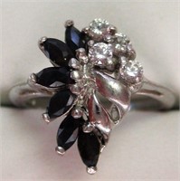 Sterling Silver Black Onyx & Diamond Fashion Ring