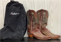 Pair Lucchese 1883 S 8.5 Cowboy Boots W Boot Case