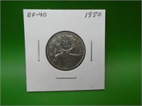 1950  Canadian .800 Silver Quarter  E F 40