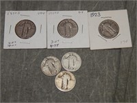 6 Standing Liberty SILVER Quarters