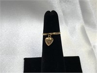 14K Stack Ring with Puff Heart Dangle