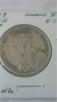 1918 NFLD Sterling 50 Cent Coin George V  F-12
