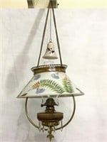 Hanging Kerosene Lamp w/ Floral Painted