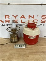 Vintage lamp and thermos cooler