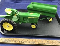 John Deere Metal Toy Tractor & Grain Wagon