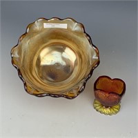 Westmoreland Amber Louisa & Heart Dish Lot