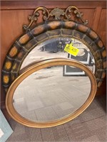 TWO LARGE ROUND FRAMED MIRRORS