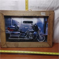 MOTORCYCLE / WOOD FRAME PIC