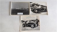 3 Vintage Indy 500 Race Car Photos 8x10"