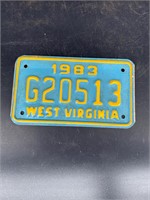 1983 G20513 WEST VIRGINIA MOTORCYCLE LICENSE PLATE