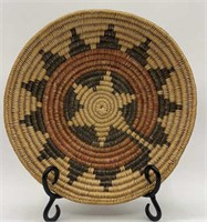 Old Navajo Indian 4 Red Coil Star Basket