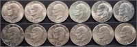 (12) Eisenhower / Ike Dollars - Coins