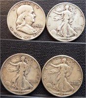 Walking Liberty &  Franklin Silver Half Dollars