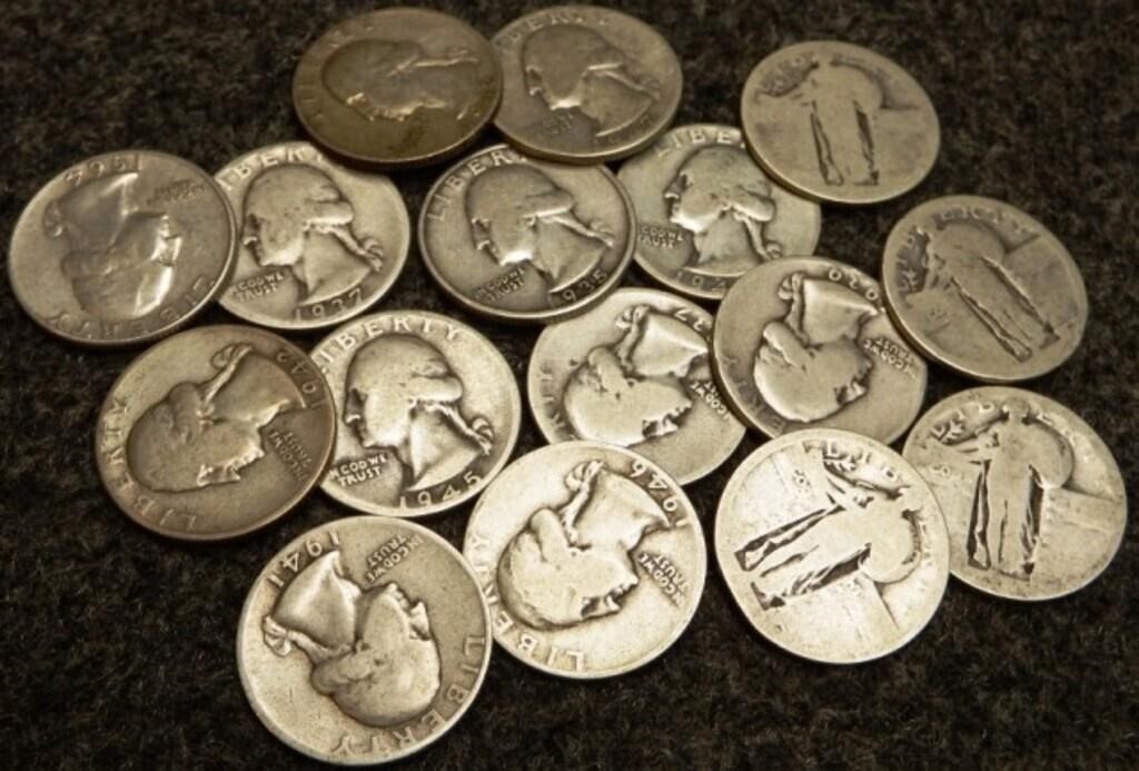 Standing Liberty & Washington Silver Quarters