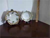 2 small Nippon hand painted bowls, 1 has feet.