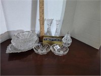 Nice group of crystal items including candle
