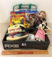 MIXED DOLLS, TRUCK, BOOK & MORE