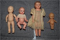 (4) Antique / Vtg Plastic Baby Dolls w/2.25 Kewpie