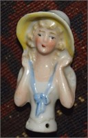 Antique German 5796  Porcelain Half Doll Brush Top