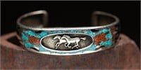Silver Legends .925  Horse Cuff Bracelet - 31.32g.
