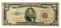 Series 1953 C Star Five Dollar Bill Red Seal