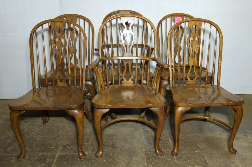 (F) Drexel Heritage Oak Windsor Dining Chairs (6)