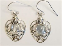 Sterling Silver Blue Topaz Heart-shaped Earrings