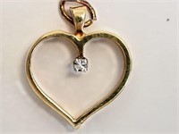 10kt Yellow Gold Diamond Heart-shaped Pendant