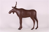 Handcarved Folk Art Moose by Unknown Carver,