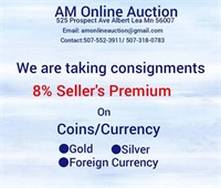 8% Seller's Premium on Coins & Currency