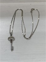 Necklace 18 Inches 925 Silver And Key
