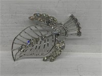 Brooch Sterling Silver With Clear Cut Stones