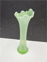 Pretty Vintage Green Glass Vase 12" High