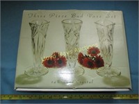 Bohemian Lead Crystal 3pc Bud Vase Set NIB