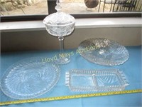 4pc Ornate Glass Service