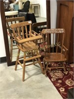Wooden Doll Highchair and Child’s Rocker