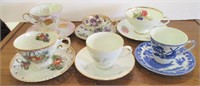 6 Fancy China Cups & Saucers