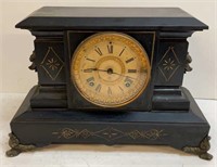 +Antique Slate Ansonia Mantle Clock with Pendulum
