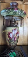 Converted Gone With Wind Lamp Tulip Pattern,