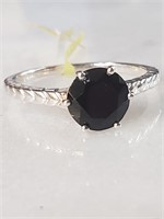 New Sterling Silver Black Spinel Ring Sz 8