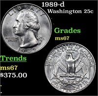 1989-d Washington Quarter 25c Grades GEM++ Unc