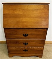 NICE SOLID MAPLE 3 DRAWER DROP FRONT DESK