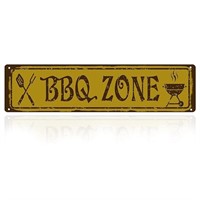 BBQ Zone Metal Sign Outdoor Decor, Vintage Rusting