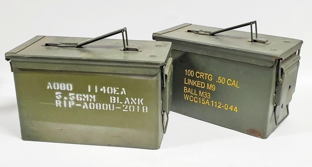 2 MILITARY AMMO, AMUNITION STORAGE CANS